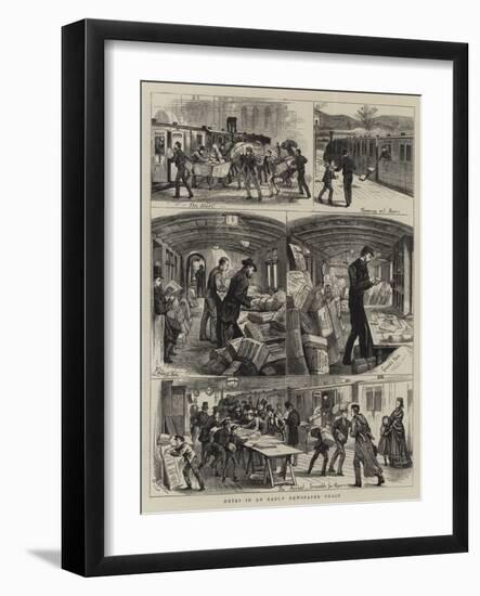 Notes in an Early Newspaper Train-null-Framed Giclee Print