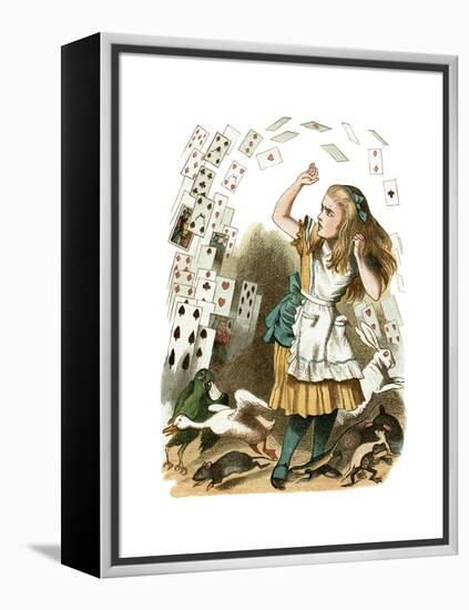 "Nothing But a Pack of Cards" Alice in Wonderland by John Tenniel-Piddix-Framed Stretched Canvas