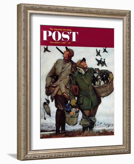 "Nothing but Decoys" Saturday Evening Post Cover, December 1, 1951-Mead Schaeffer-Framed Giclee Print