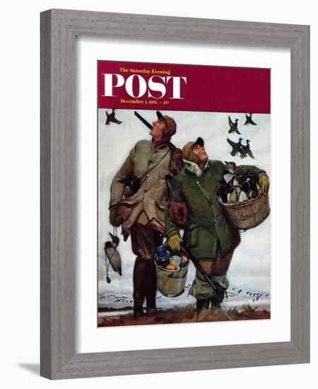 "Nothing but Decoys" Saturday Evening Post Cover, December 1, 1951-Mead Schaeffer-Framed Giclee Print