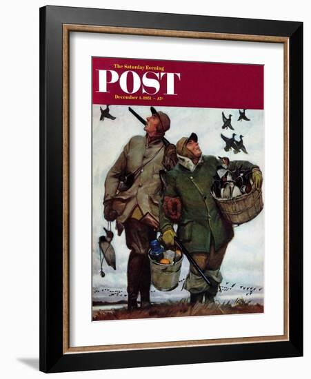 "Nothing but Decoys" Saturday Evening Post Cover, December 1, 1951-Mead Schaeffer-Framed Giclee Print