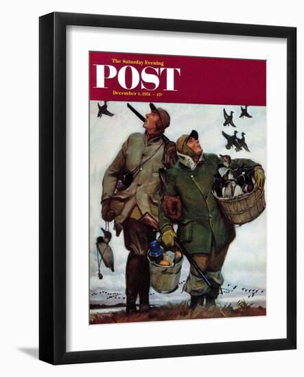 "Nothing but Decoys" Saturday Evening Post Cover, December 1, 1951-Mead Schaeffer-Framed Giclee Print