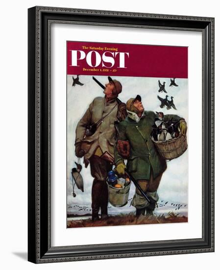 "Nothing but Decoys" Saturday Evening Post Cover, December 1, 1951-Mead Schaeffer-Framed Giclee Print