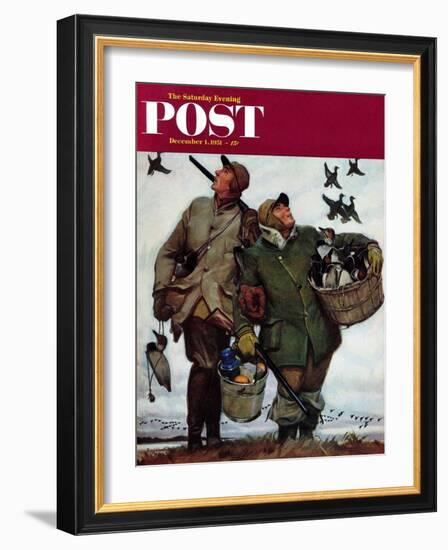 "Nothing but Decoys" Saturday Evening Post Cover, December 1, 1951-Mead Schaeffer-Framed Giclee Print