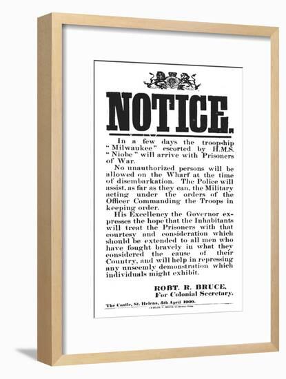 'Notice from Robert R. Bruce: For Colonial Secretary', 1900-Unknown-Framed Giclee Print