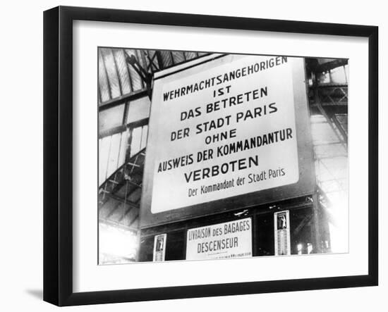 Notice in a Railway Station in German-Occupied Paris, 17 July 1940-null-Framed Photographic Print