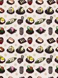 Seamless Japanese Food Pattern-notkoo-Framed Art Print