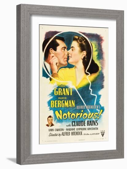 NOTORIOUS, Cary Grant, Ingrid Bergman, Claude Rains, 1946-null-Framed Art Print
