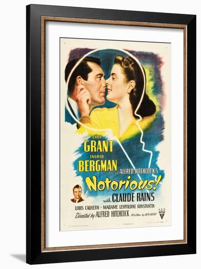 NOTORIOUS, Cary Grant, Ingrid Bergman, Claude Rains, 1946-null-Framed Art Print