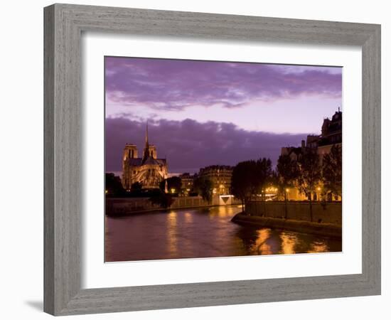 Notre Dame Cathedral and Ile Saint-Louis at Dusk, Paris, France, Europe-Pitamitz Sergio-Framed Photographic Print