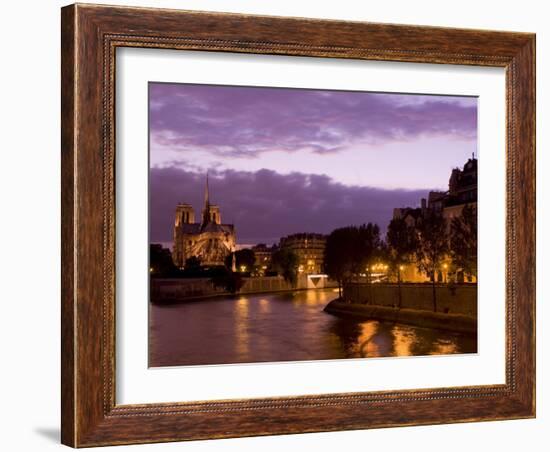 Notre Dame Cathedral and Ile Saint-Louis at Dusk, Paris, France, Europe-Pitamitz Sergio-Framed Photographic Print