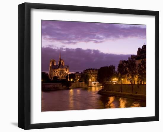 Notre Dame Cathedral and Ile Saint-Louis at Dusk, Paris, France, Europe-Pitamitz Sergio-Framed Photographic Print