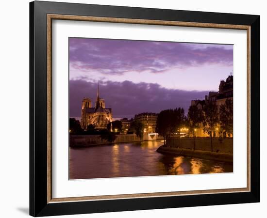 Notre Dame Cathedral and Ile Saint-Louis at Dusk, Paris, France, Europe-Pitamitz Sergio-Framed Photographic Print