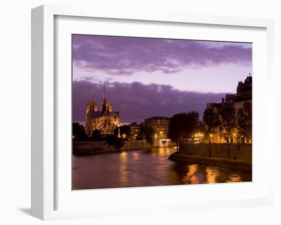 Notre Dame Cathedral and Ile Saint-Louis at Dusk, Paris, France, Europe-Pitamitz Sergio-Framed Photographic Print