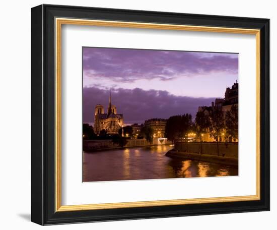 Notre Dame Cathedral and Ile Saint-Louis at Dusk, Paris, France, Europe-Pitamitz Sergio-Framed Photographic Print