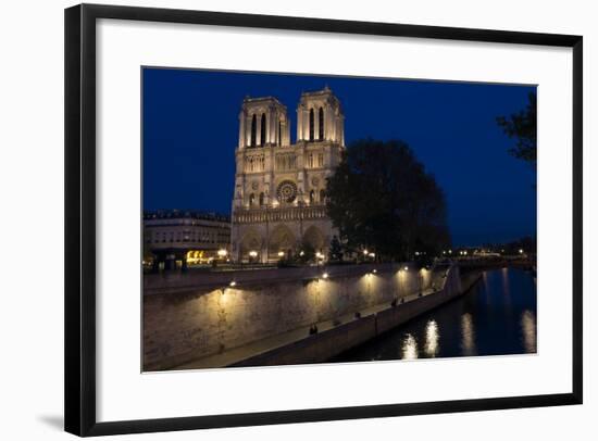 Notre Dame Cathedral and River Seine at Night, Paris, France, Europe-Peter Barritt-Framed Photographic Print