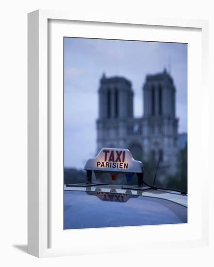 Notre Dame Cathedral and Taxi, Paris, France-Jon Arnold-Framed Photographic Print