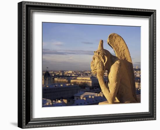 Notre Dame Cathedral Gargoyle, Paris, France-David Barnes-Framed Photographic Print