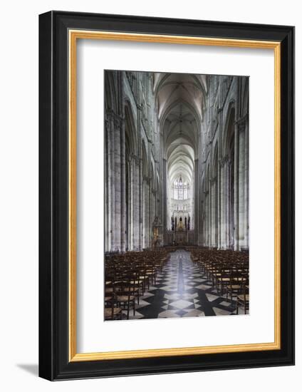 Notre Dame Cathedral Interior, Amiens, Somme, Picardy, France-Walter Bibikow-Framed Photographic Print