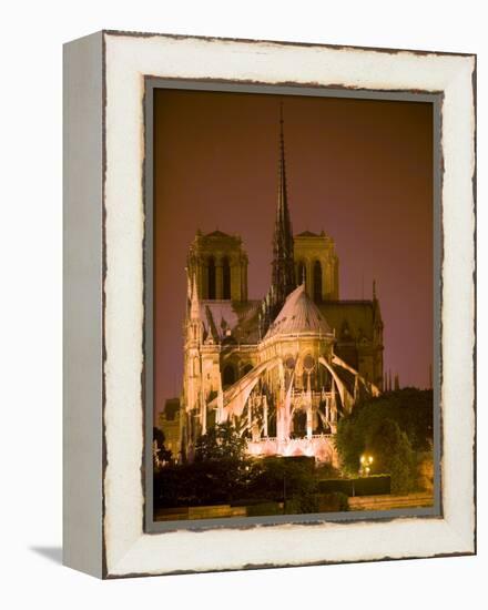 Notre Dame Cathedral Lit at Night, Paris, France-Jim Zuckerman-Framed Premier Image Canvas