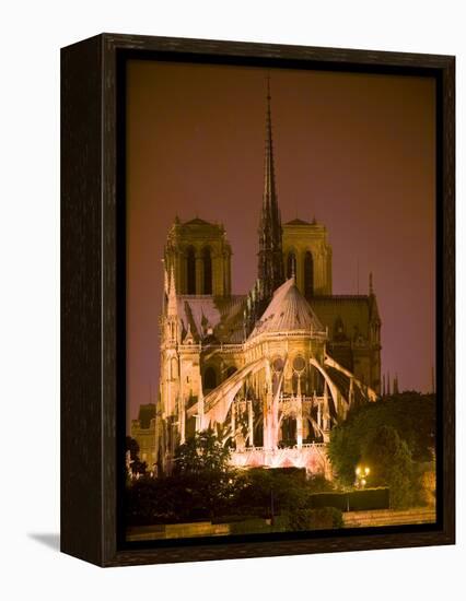 Notre Dame Cathedral Lit at Night, Paris, France-Jim Zuckerman-Framed Premier Image Canvas