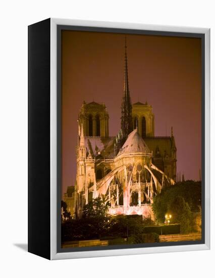 Notre Dame Cathedral Lit at Night, Paris, France-Jim Zuckerman-Framed Premier Image Canvas