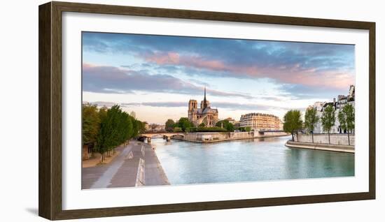 Notre Dame Cathedral on the Banks of the Seine River at Sunrise, Paris, Ile-De-France, France-null-Framed Photographic Print