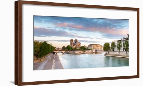 Notre Dame Cathedral on the Banks of the Seine River at Sunrise, Paris, Ile-De-France, France-null-Framed Photographic Print