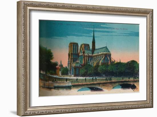 Notre-Dame Cathedral showing the Apse and the Pont Notre-Dame, Paris, c1920-Unknown-Framed Giclee Print