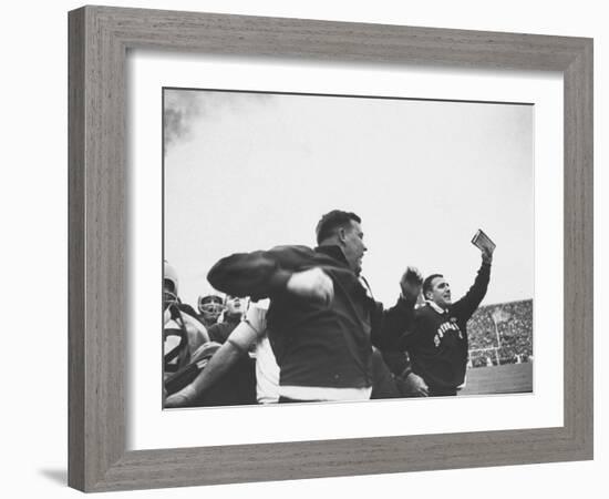 Notre Dame Coaches John Ray and Ara Parseghian-John Dominis-Framed Photographic Print