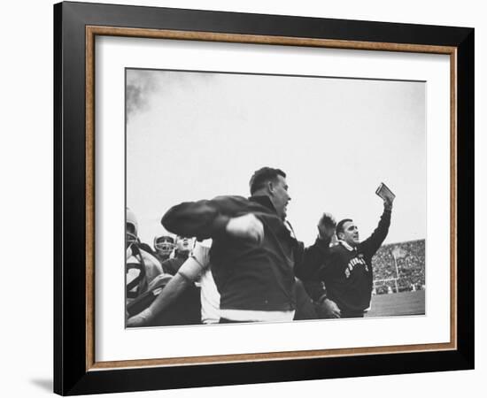 Notre Dame Coaches John Ray and Ara Parseghian-John Dominis-Framed Photographic Print