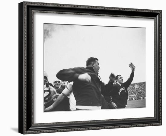 Notre Dame Coaches John Ray and Ara Parseghian-John Dominis-Framed Photographic Print