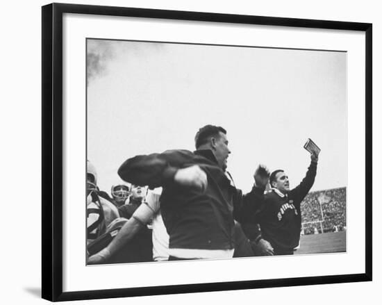 Notre Dame Coaches John Ray and Ara Parseghian-John Dominis-Framed Photographic Print