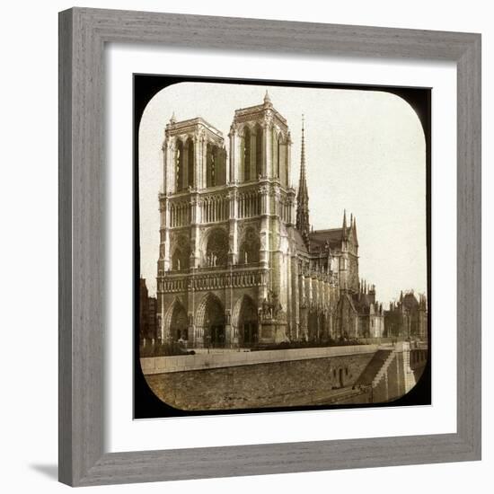 Notre Dame De Paris Cathedral Seen from the Embarkments, Paris-Leon, Levy et Fils-Framed Photographic Print