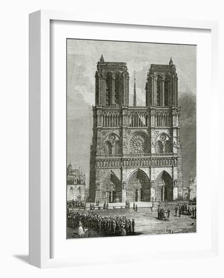 Notre Dame De Paris En 1642 - Illustration from Notre Dame De Paris, 19th Century-Eugene Emmanuel Viollet-le-Duc-Framed Giclee Print