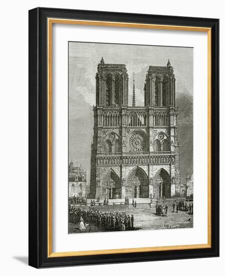 Notre Dame De Paris En 1642 - Illustration from Notre Dame De Paris, 19th Century-Eugene Emmanuel Viollet-le-Duc-Framed Giclee Print