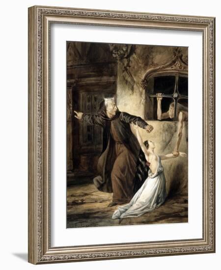 Notre-Dame de Paris - Frollo, Esmeralda et La Sachette-Louis Boulanger-Framed Giclee Print