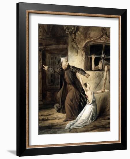 Notre-Dame de Paris - Frollo, Esmeralda et La Sachette-Louis Boulanger-Framed Giclee Print