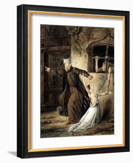 Notre-Dame de Paris - Frollo, Esmeralda et La Sachette-Louis Boulanger-Framed Giclee Print