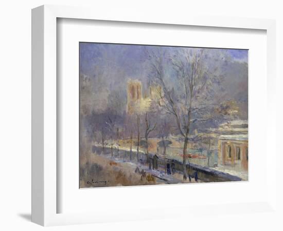 Notre-Dame de Paris Vue du Quai de la Tournelle, Effet de Neige-Albert-Charles Lebourg-Framed Giclee Print