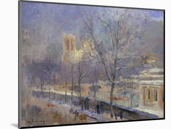 Notre-Dame de Paris Vue du Quai de la Tournelle, Effet de Neige-Albert-Charles Lebourg-Mounted Giclee Print