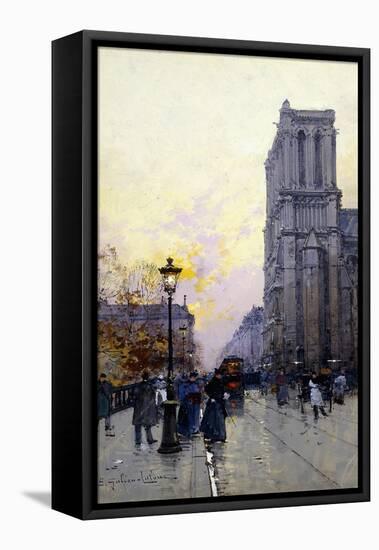 Notre Dame De Paris-Eugene Galien-Laloue-Framed Premier Image Canvas