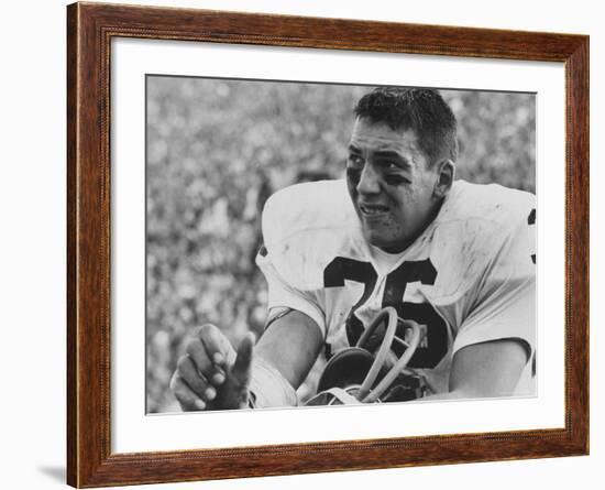 Notre Dame Guard Arunas Vasys Watching Team Lose to U.S.C. in Upset of the Season-Bill Ray-Framed Premium Photographic Print