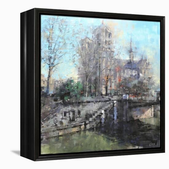 Notre Dame on the Seine-Mark Lague-Framed Stretched Canvas