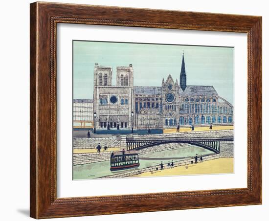 Notre-Dame (South Side), C.1933 (Oil on Canvas)-Louis Vivin-Framed Giclee Print