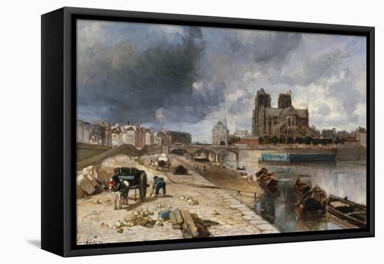 Notre-Dame vue du quai de la Tournelle-Johan-Barthold Jongkind-Framed Premier Image Canvas