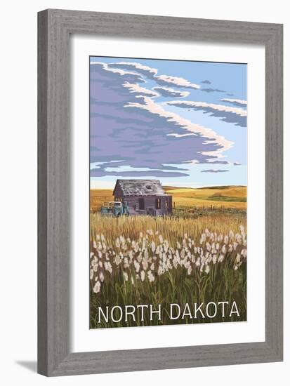 Nouth Dakota - Wheat Field and Shack-Lantern Press-Framed Art Print