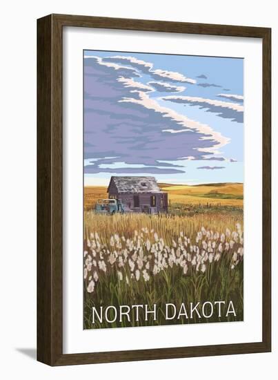 Nouth Dakota - Wheat Field and Shack-Lantern Press-Framed Art Print