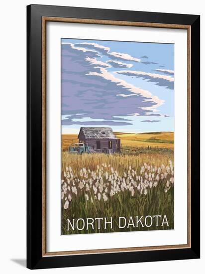 Nouth Dakota - Wheat Field and Shack-Lantern Press-Framed Art Print