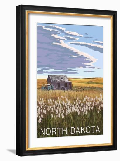 Nouth Dakota - Wheat Field and Shack-Lantern Press-Framed Art Print